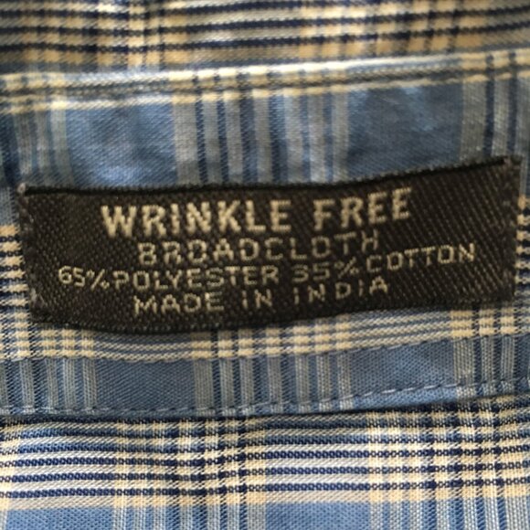 Van Heusen Men's Blue Short Sleeve Plaid Shirt Size Medium - Picture 4 of 8